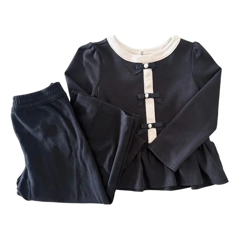 Janie and Jack 2-Piece Outfit Set, Toddler Girls 3T, Peplum Top & Wide Leg Pants